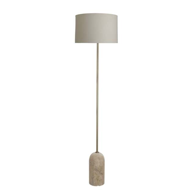 Industville - Travertine Cone Floor Lamp - Natural & Brass - image 1