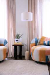 Industville - Travertine Cone Floor Lamp - Natural & Brass - thumbnail 3