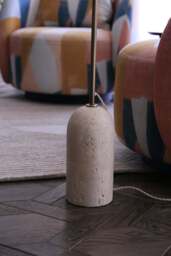 Industville - Travertine Cone Floor Lamp - Natural & Brass - thumbnail 4