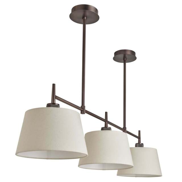 Industville - Henley Triple Bar Pendant Light - Natural Cotton Shades - image 1