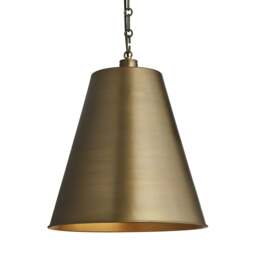 Industville - Albany Funnel Pendant Light - 16 inch - Brass - Chain Holder - thumbnail 1