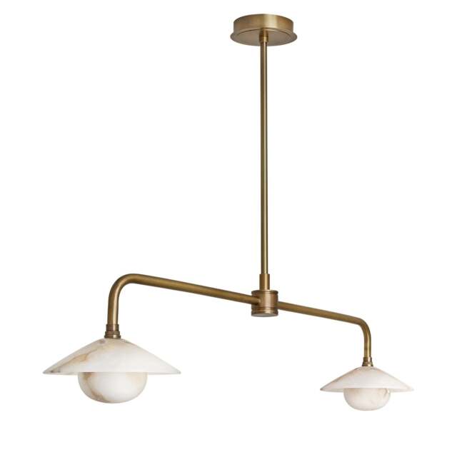Industville - Alabaster Stone Slope Bar Pendant Light - Double - Brass - image 1