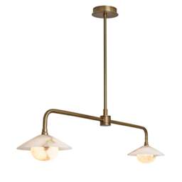 Industville - Alabaster Stone Slope Bar Pendant Light - Double - Brass - thumbnail 5