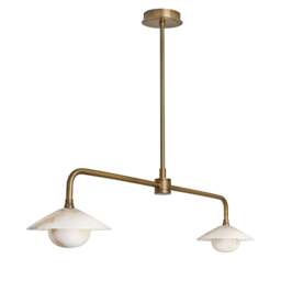 Industville - Alabaster Stone Slope Bar Pendant Light - Double - Brass - thumbnail 1