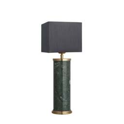 Industville - Marble Pillar Cylinder Table Lamp - Green & Brass