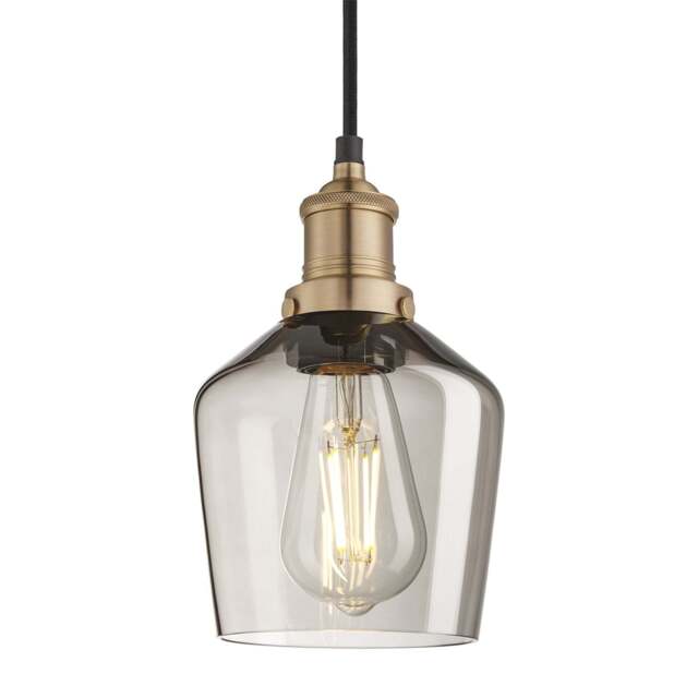 Industville - Brooklyn Smoked Glass Schoolhouse Pendant Light - 5.5 Inch - image 1