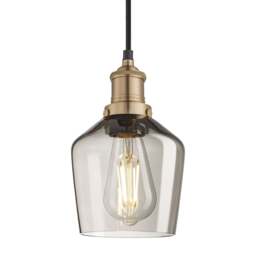 Industville - Brooklyn Smoked Glass Schoolhouse Pendant Light - 5.5 Inch - thumbnail 1