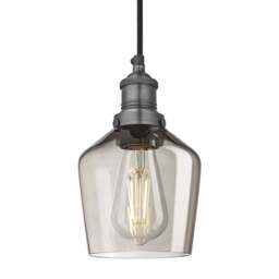 Industville - Brooklyn Smoked Glass Schoolhouse Pendant Light - 5.5 Inch - thumbnail 4