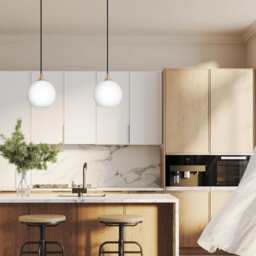 Industville - Chelsea Opal Glass Globe Pendant Light - 9 Inch - White - thumbnail 3