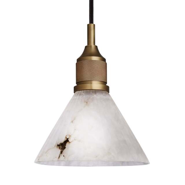 Industville - Noho Alabaster Fluted Funnel Pendant Light - 7 Inch - image 1