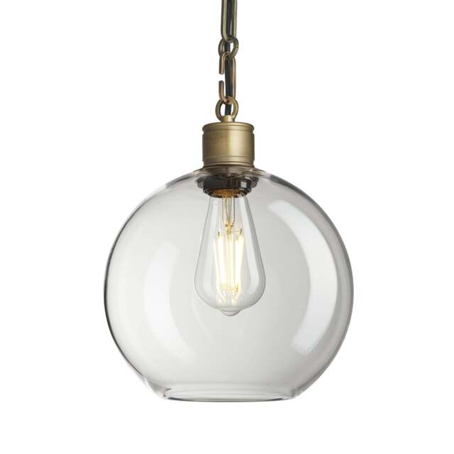 Industville - Albany Glass Globe Pendant Light - 9 Inch - Chain Holder - image 1