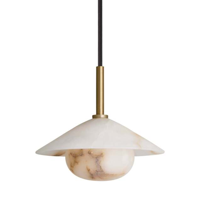 Industville - Alabaster Stone Slope Pendant Light - 8 Inch - Brass - image 1