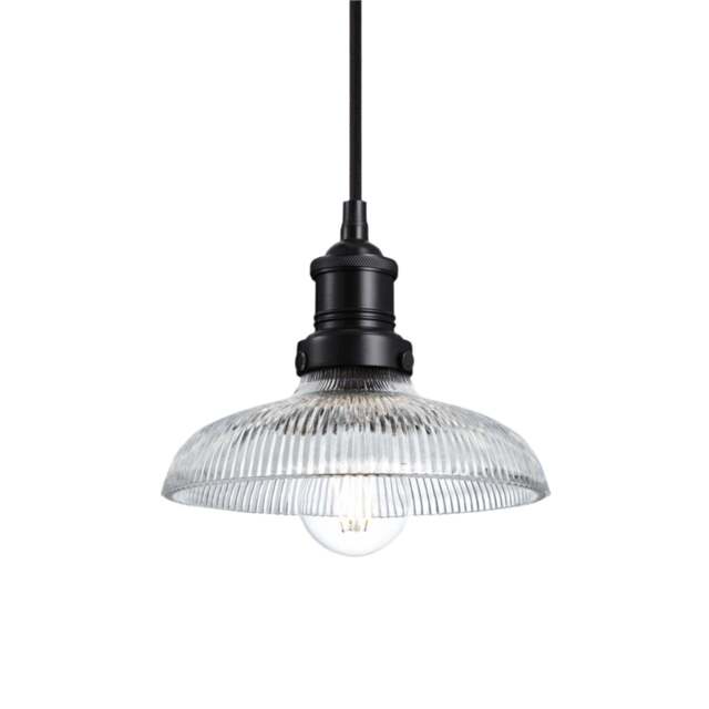 Industville - Brooklyn Glass Dome Pendant - 8 Inch - Black Holder - image 1