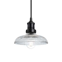 Industville - Brooklyn Glass Dome Pendant - 8 Inch - Black Holder - thumbnail 1