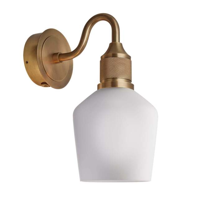 Industville - Noho Glass Schoolhouse Swan Neck Wall Light - 5.5 Inch - Opal - image 1
