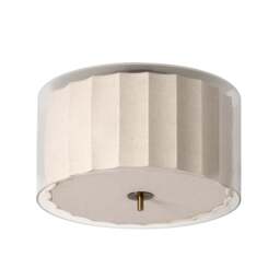 Industville - Bude Circular Flush Mount - Linen & Clear Glass