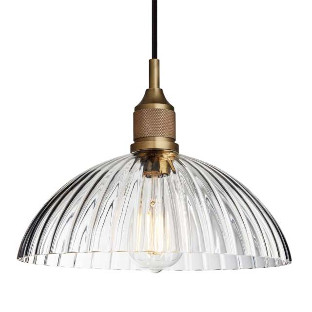 Industville - Noho Glass Ribbed Dome Pendant Light - 12 Inch - image 1