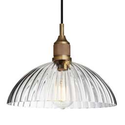 Industville - Noho Glass Ribbed Dome Pendant Light - 12 Inch - thumbnail 1