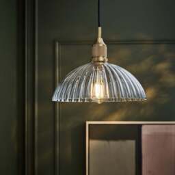 Industville - Noho Glass Ribbed Dome Pendant Light - 12 Inch - thumbnail 4
