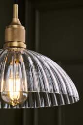 Industville - Noho Glass Ribbed Dome Pendant Light - 12 Inch - thumbnail 5