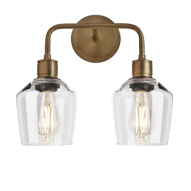 Industville - Albany Glass Schoolhouse Double Wall Light - 5.5 Inch - image 1