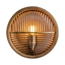 Industville - Bulkhead Outdoor & Bathroom Round Wall Light - Ribbed Glass - thumbnail 1