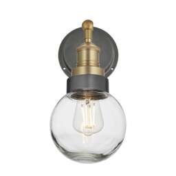 Industville - Brooklyn Outdoor & Bathroom Globe Wall Light - Pewter Ring
