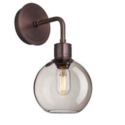 Industville - Albany Smoked Glass Globe Single Wall Light - 7 Inch - Mocha - thumbnail 1