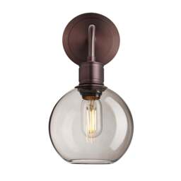 Industville - Albany Smoked Glass Globe Single Wall Light - 7 Inch - Mocha - thumbnail 3