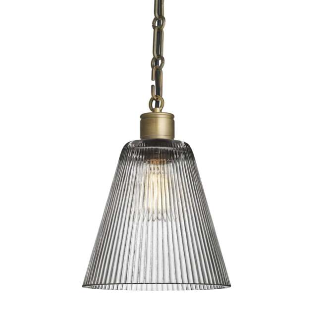Industville - Albany Glass Funnel Pendant Light - 8 Inch - Clear - Chain Holder - image 1