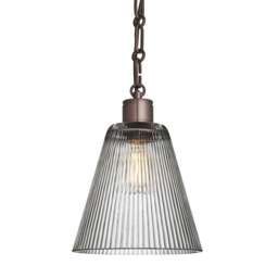 Industville - Albany Glass Funnel Pendant Light - 8 Inch - Clear - Chain Holder - thumbnail 3