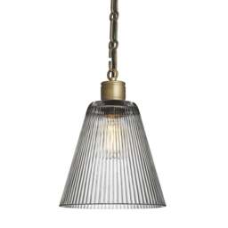 Industville - Albany Glass Funnel Pendant Light - 8 Inch - Clear - Chain Holder - thumbnail 1