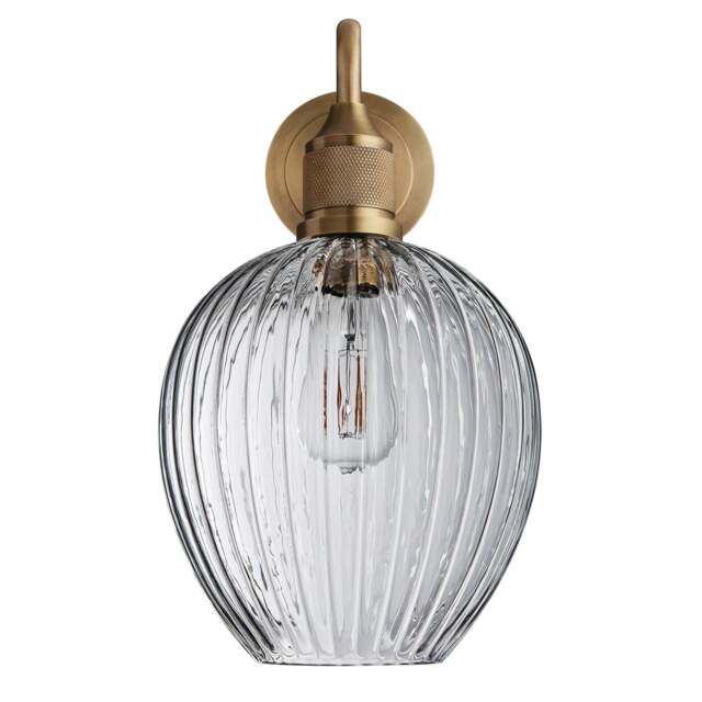 Industville - Noho Glass Ribbed Tulip Swan Neck Wall Light - 9 Inch - image 1