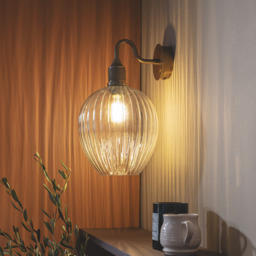 Industville - Noho Glass Ribbed Tulip Swan Neck Wall Light - 9 Inch - thumbnail 4