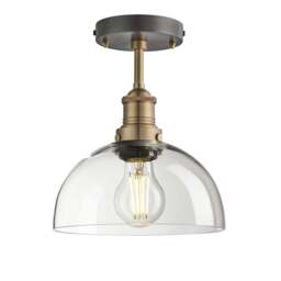 Industville - Brooklyn Glass Dome Flush Mount - 8 Inch - Clear - thumbnail 1