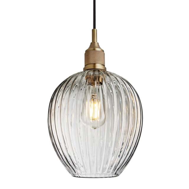 Industville - Noho Glass Ribbed Tulip Pendant Light - 9 Inch - image 1