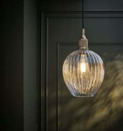 Industville - Noho Glass Ribbed Tulip Pendant Light - 9 Inch - thumbnail 6