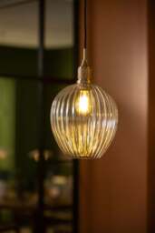 Industville - Noho Glass Ribbed Tulip Pendant Light - 9 Inch - thumbnail 5