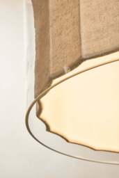 Industville - Bude Circular Pendant Light - Linen & Clear Glass - thumbnail 4