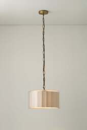 Industville - Bude Circular Pendant Light - Linen & Clear Glass - thumbnail 5