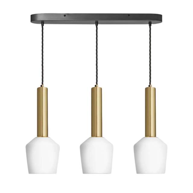 Industville - Sleek Cylinder Opal Glass Schoolhouse 3 Wire Oval Cluster Lights - 5.5 inch - White - image 1