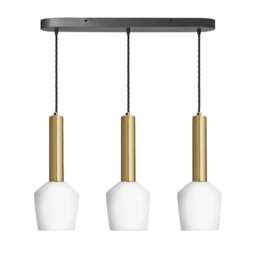 Industville - Sleek Cylinder Opal Glass Schoolhouse 3 Wire Oval Cluster Lights - 5.5 inch - White - thumbnail 1