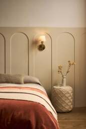 Industville - Knurled Empire Torch Wall Light - Light Natural Cotton - Brass - thumbnail 4