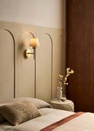 Industville - Knurled Empire Torch Wall Light - Light Natural Cotton - Brass - thumbnail 5