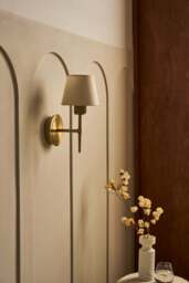 Industville - Knurled Empire Torch Wall Light - Light Natural Cotton - Brass - thumbnail 6