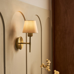 Industville - Knurled Empire Torch Wall Light - Light Natural Cotton - Brass - thumbnail 3