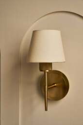 Industville - Knurled Empire Torch Wall Light - Light Natural Cotton - Brass - thumbnail 7