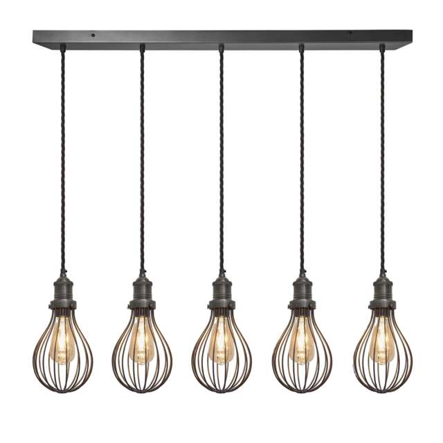 Industville - Brooklyn Balloon Cage 5 Wire Cluster Lights - 6 inch - Pewter - image 1
