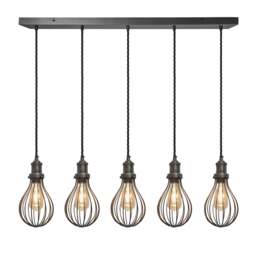 Industville - Brooklyn Balloon Cage 5 Wire Cluster Lights - 6 inch - Pewter - thumbnail 1