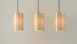 Industville - Bude Cylinder 3 Wire Cluster Pendant Light - Linen & Clear Glass - thumbnail 6